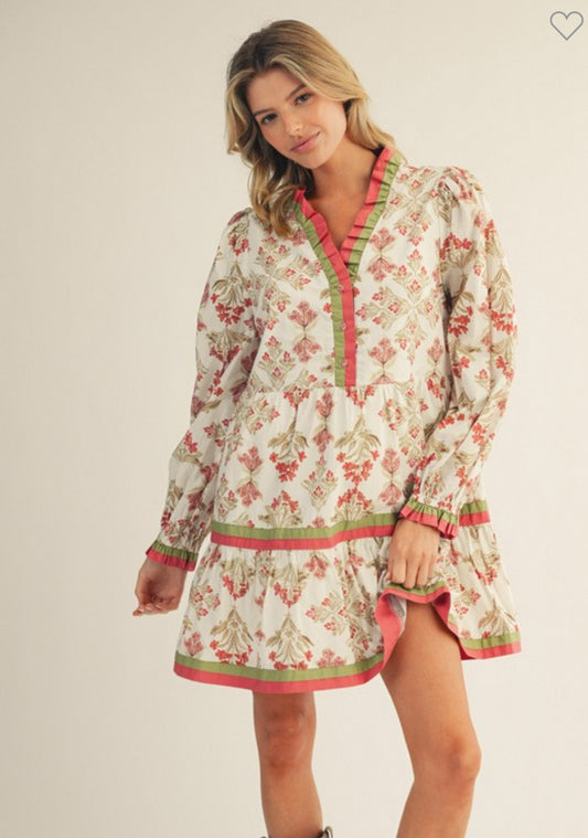 Ruffle Detail Floral Tiered Dress