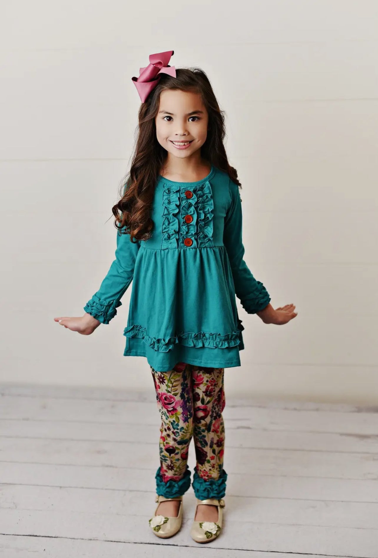 Floral Ruffle Top/Leggings Set - Talk of the Town