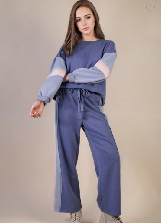 Color Tape Knit Comfy Set - Talk of the Town