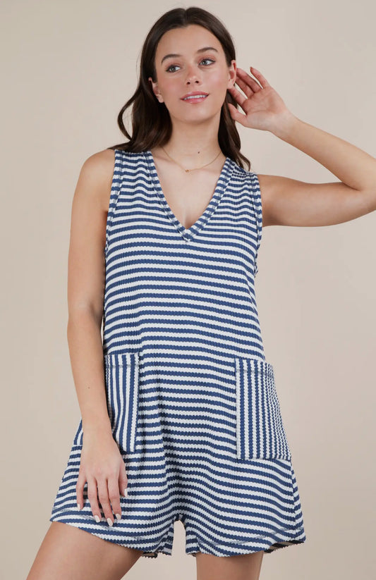 Striped Knit Casual Comfy Romper