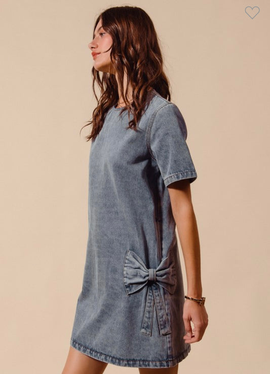 Bow Ribbon Knot Denim Mini