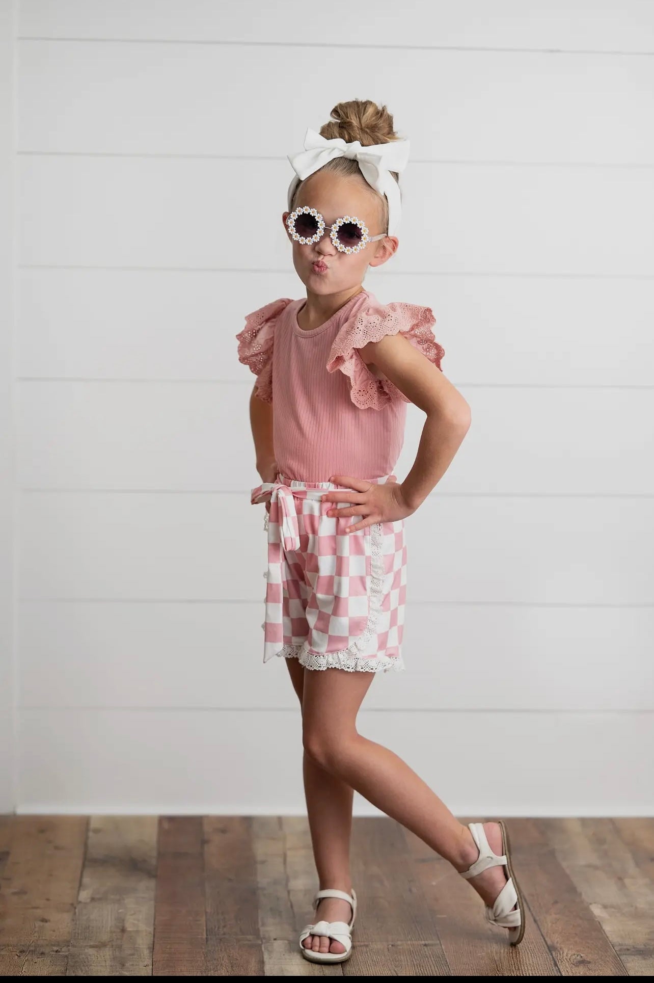 Girls Pink Checkered place Set