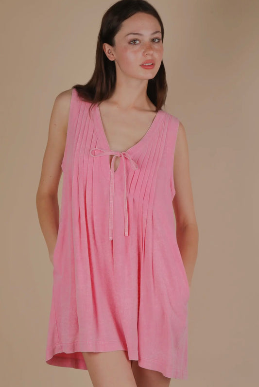 Very J Mineral Washed Pleated Romper