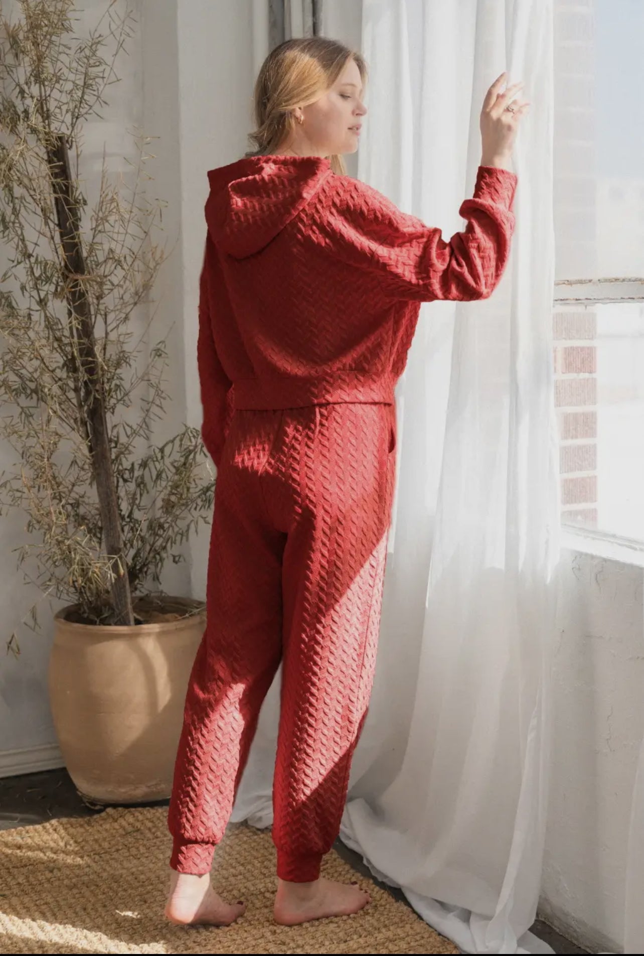 Textured Jacquard Sweatshirt/Pants Set