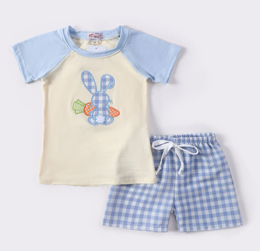 Blue Plaid Bunny Set