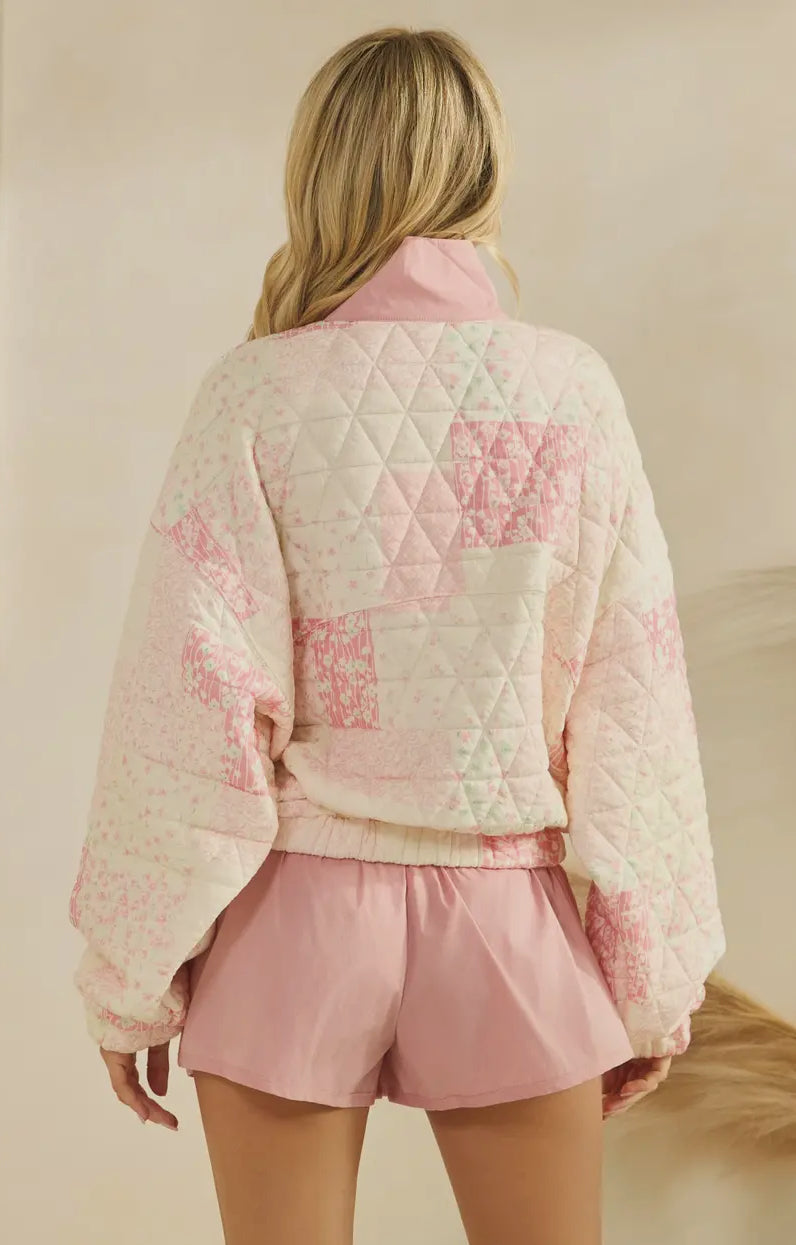 Textured Contrast 1/4 Zip