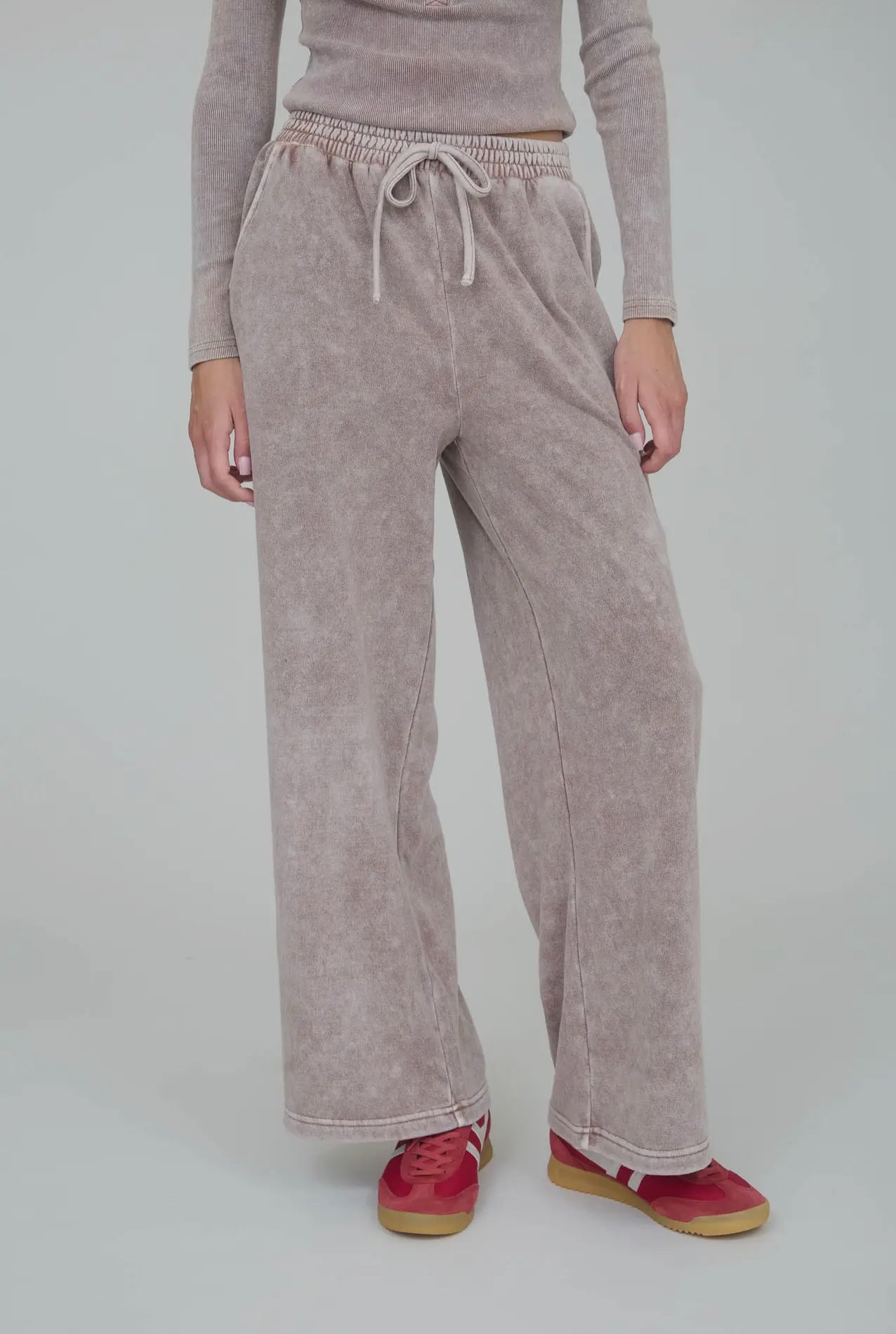 Washed Wide Leg Drawstring Lounge Pants