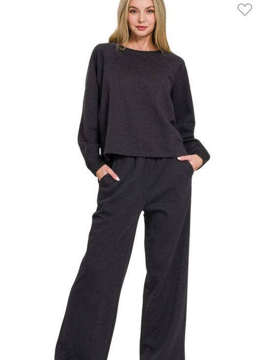 Fleece Raglan Sleeve Pullover & Sweatpants Set