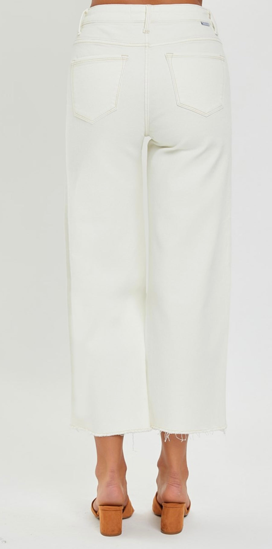 Risen-TUMMY CONTROL HIGH RISE CROP WIDE LEG PANTS