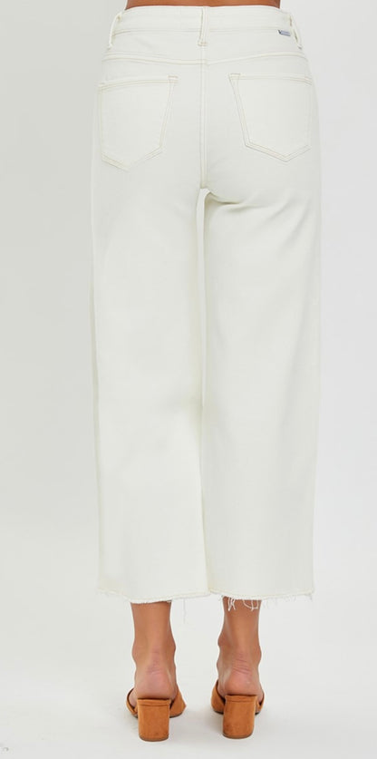 Risen-TUMMY CONTROL HIGH RISE CROP WIDE LEG PANTS