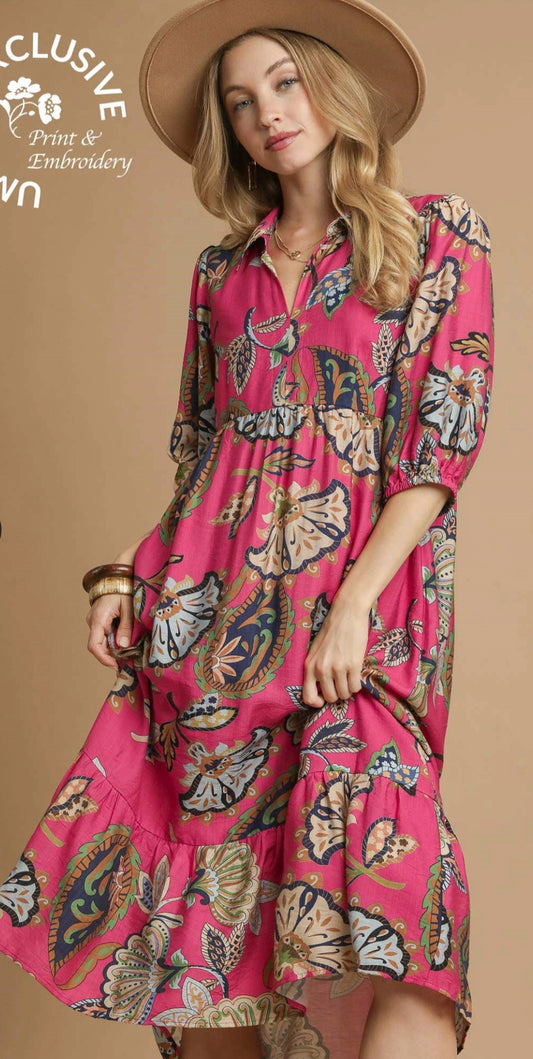 Boho Paisley Print Dress