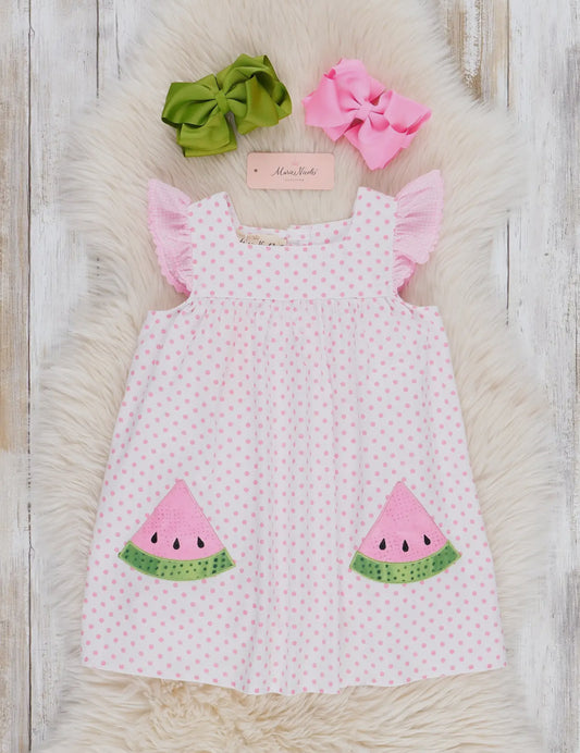 Dotty Watermelon Flutter Dress