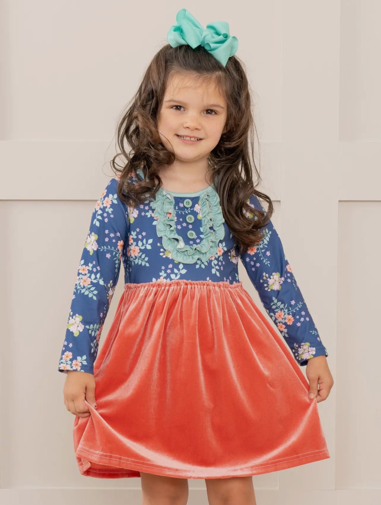 Rose Velvet Ruffle Dress