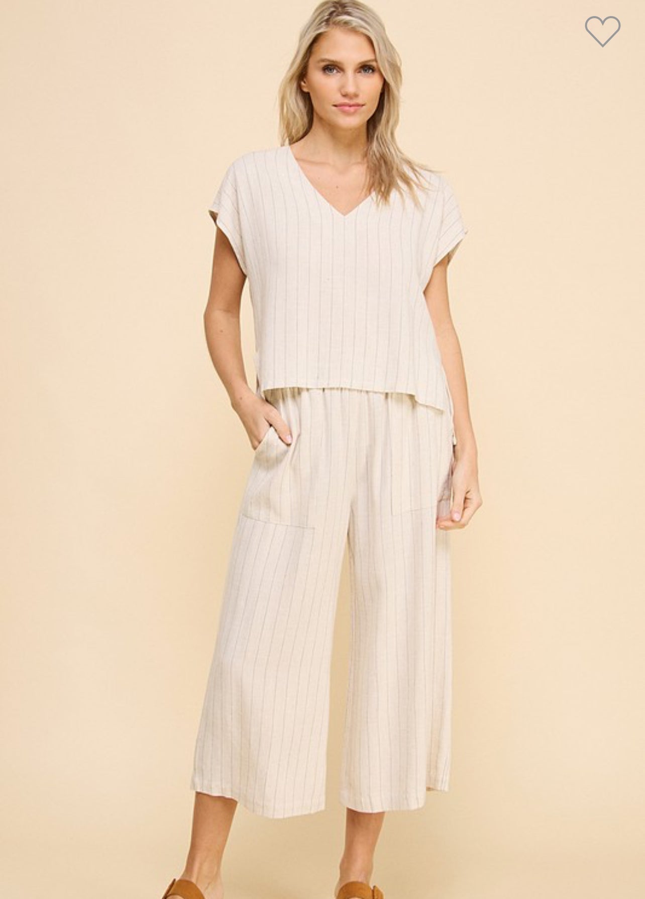 Pinstriped Smocked Pants Set