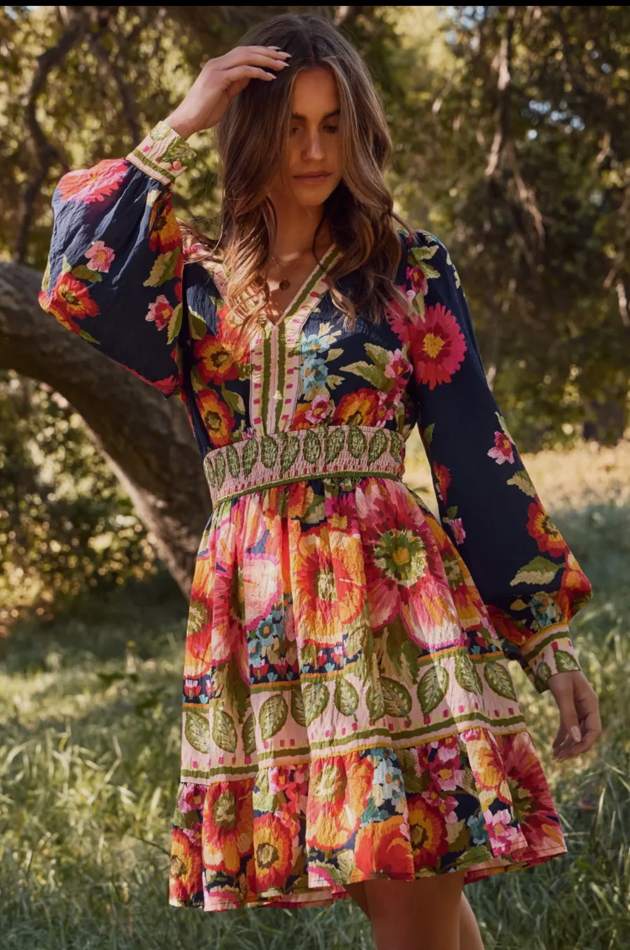 Floral Border Printed Mini Dress - Talk of the Town