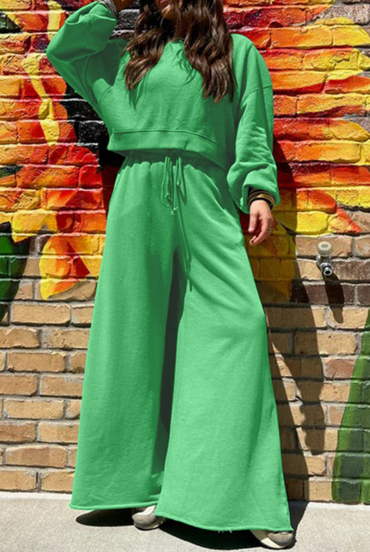 Cropped Top & Wide Leg Pants Set