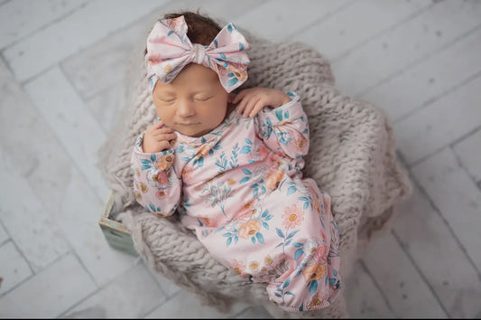 Pink Botanical Gown Set