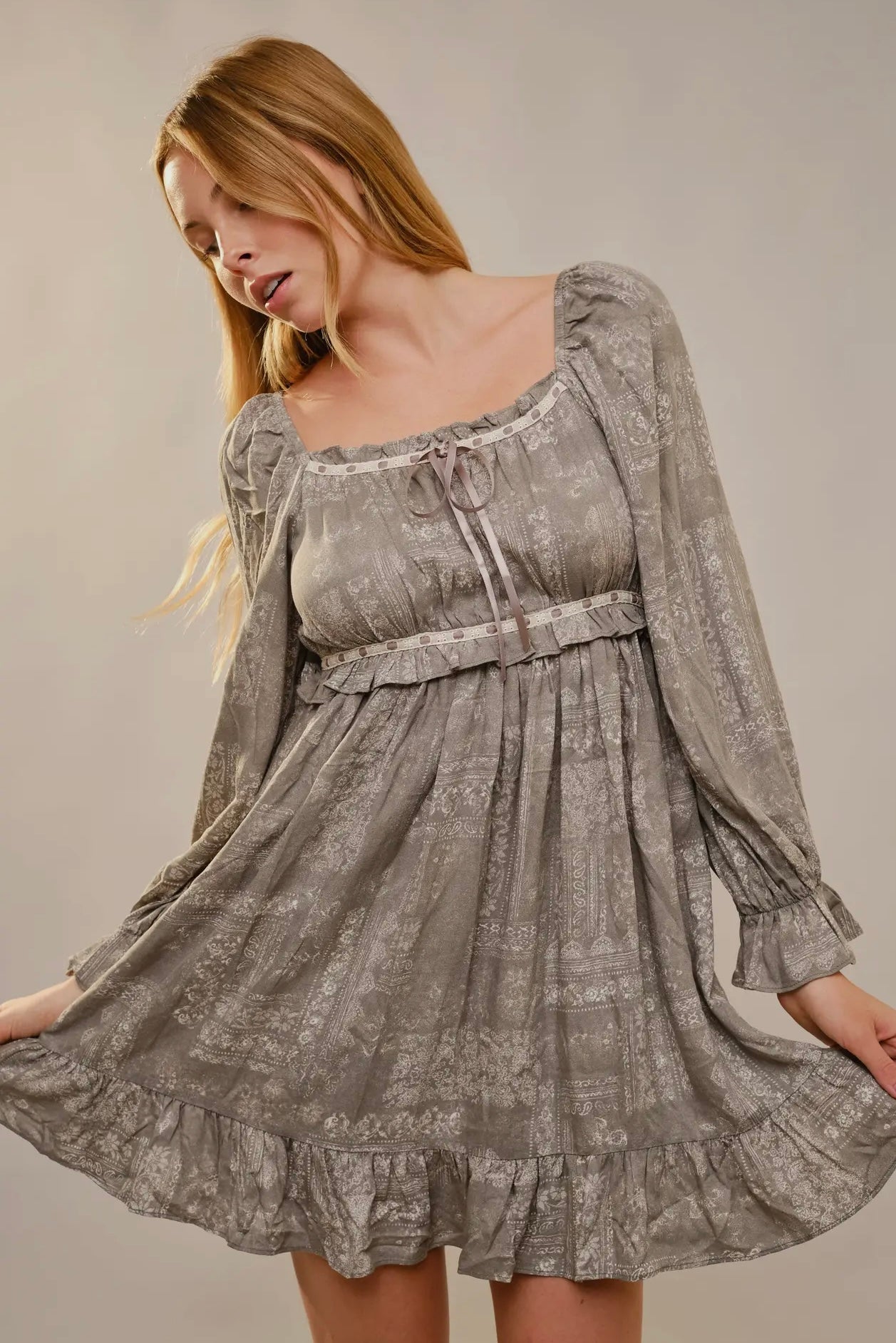 Bohemian Print Ribbon Dress