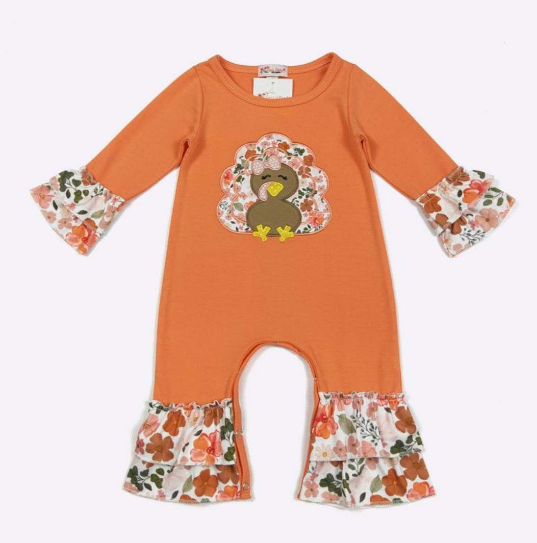 Autumn Turkey Blooms Romper - Talk of the Town