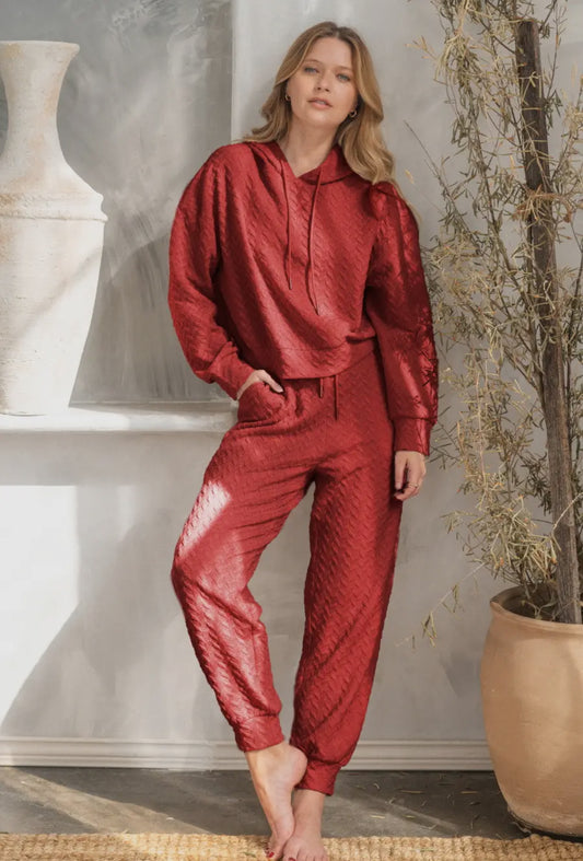 Textured Jacquard Sweatshirt/Pants Set