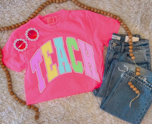 Pink TEACH Tee