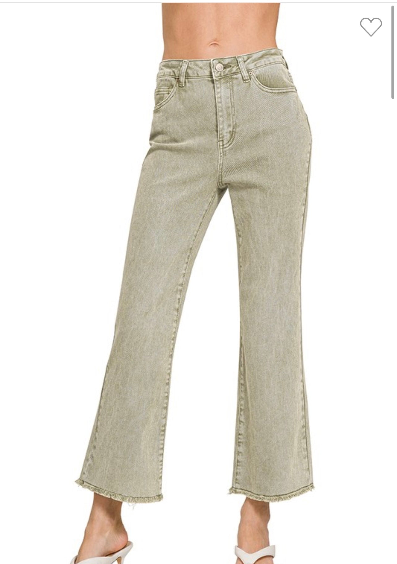 Acid Wash High Waisted Frayed Hem Straight Pants