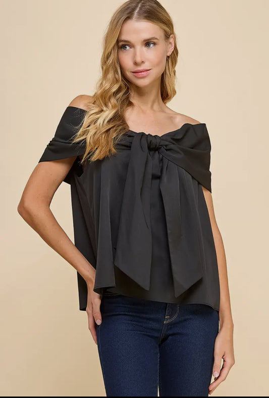 Bow Accented Off Shoulder Top