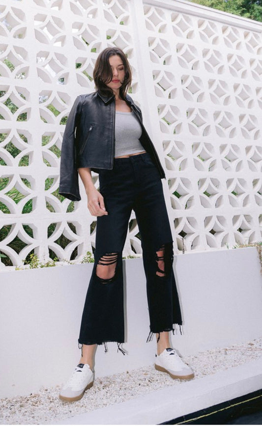 90s Vintage High Rise Cropped Flare Jeans