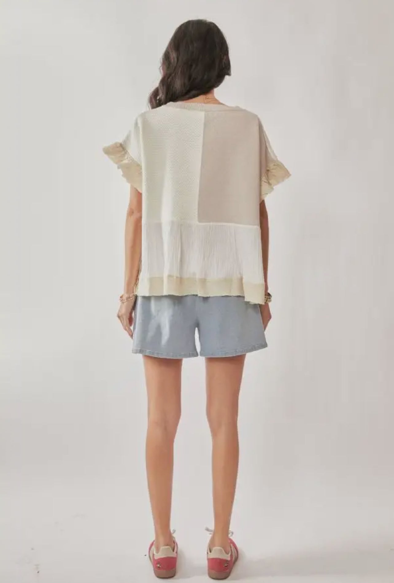 Sweater Textured Ruffle Top