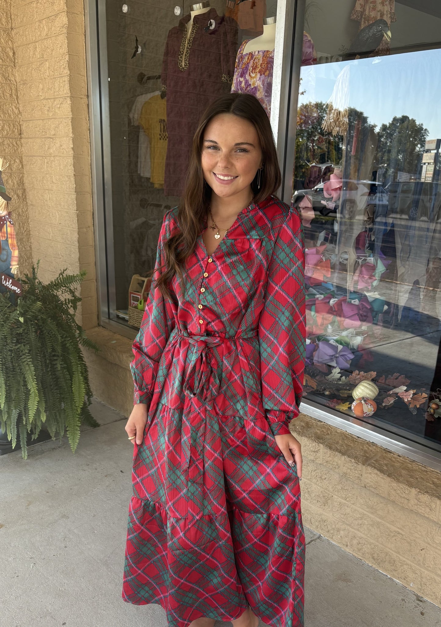 Mary Square Plaid Dress - Talk of the Town