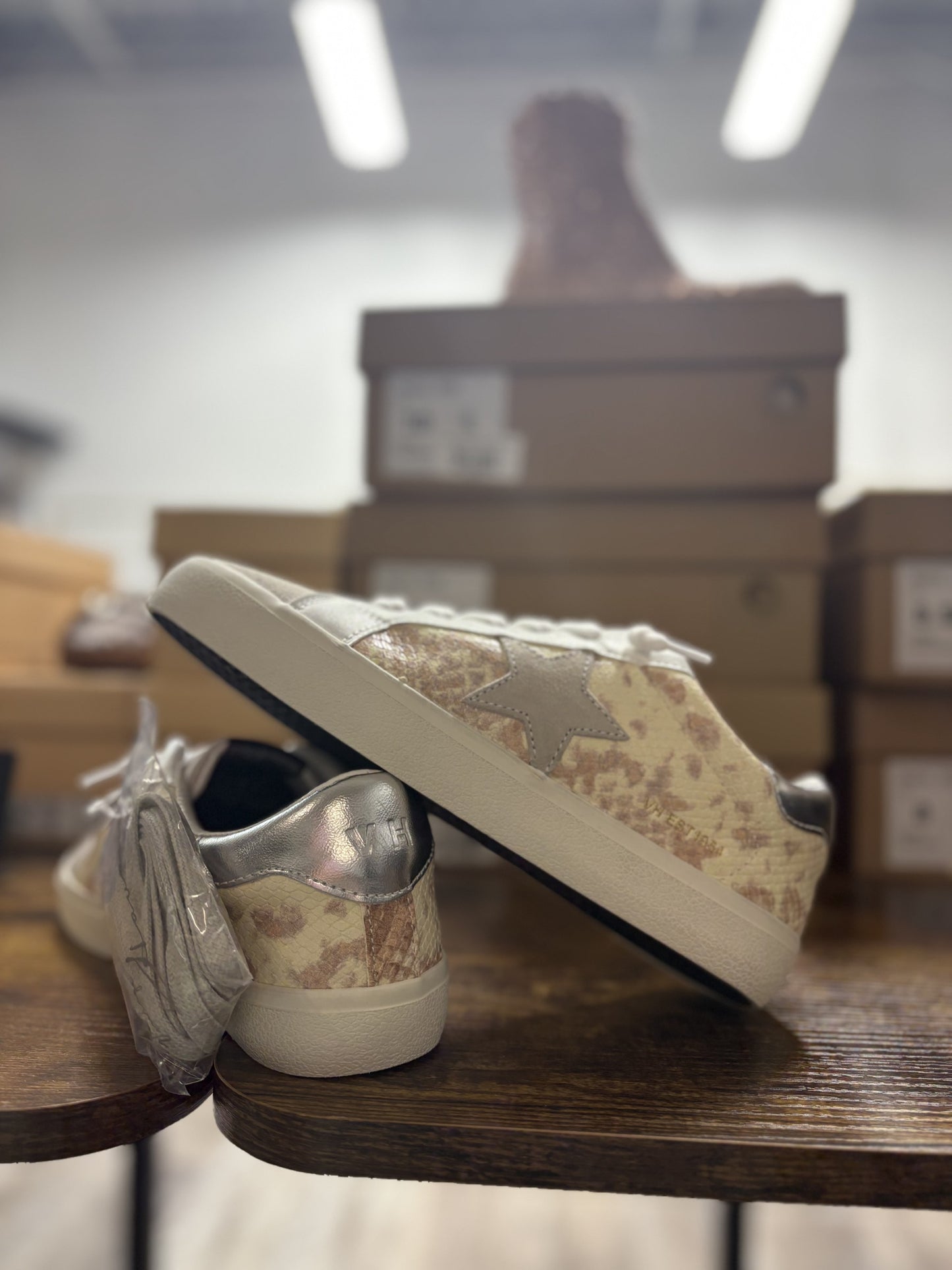 Snake Print Star Sneakers - Talk of the Town