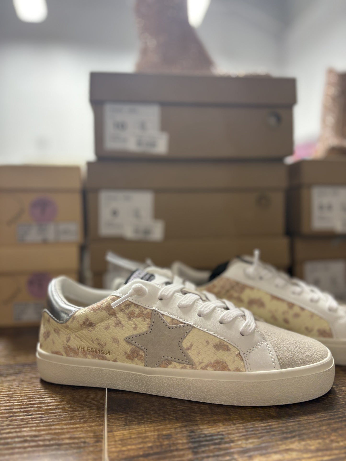 Snake Print Star Sneakers - Talk of the Town