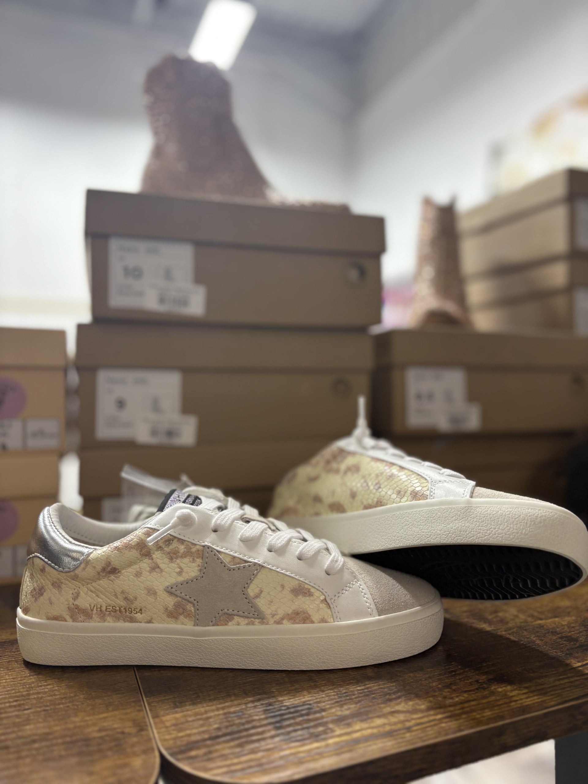 Snake Print Star Sneakers - Talk of the Town