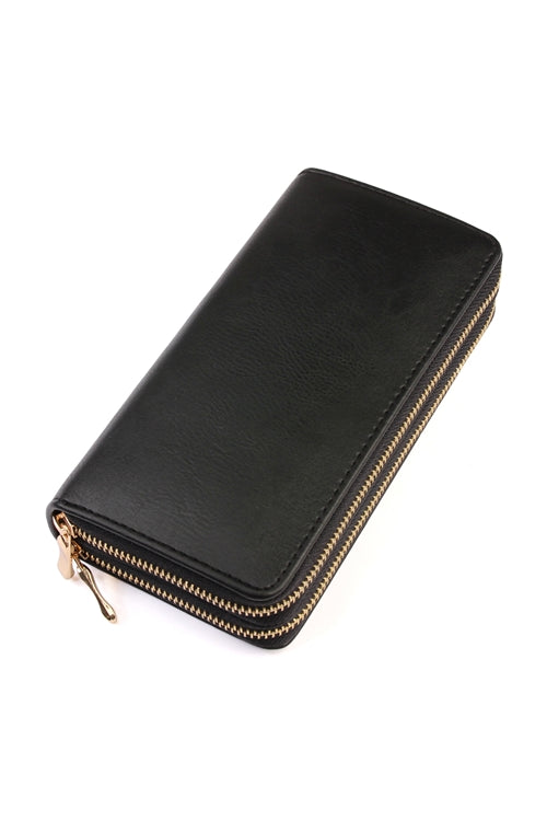 BB-Black Double Zipper Wallet