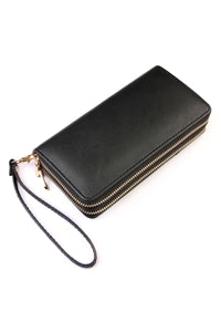 BB-Black Double Zipper Wallet