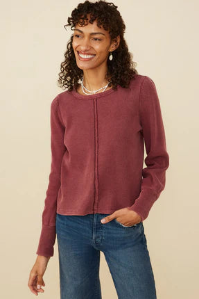 BB -  Women's Washed Stitched Knit Top-Plus - Talk of the Town