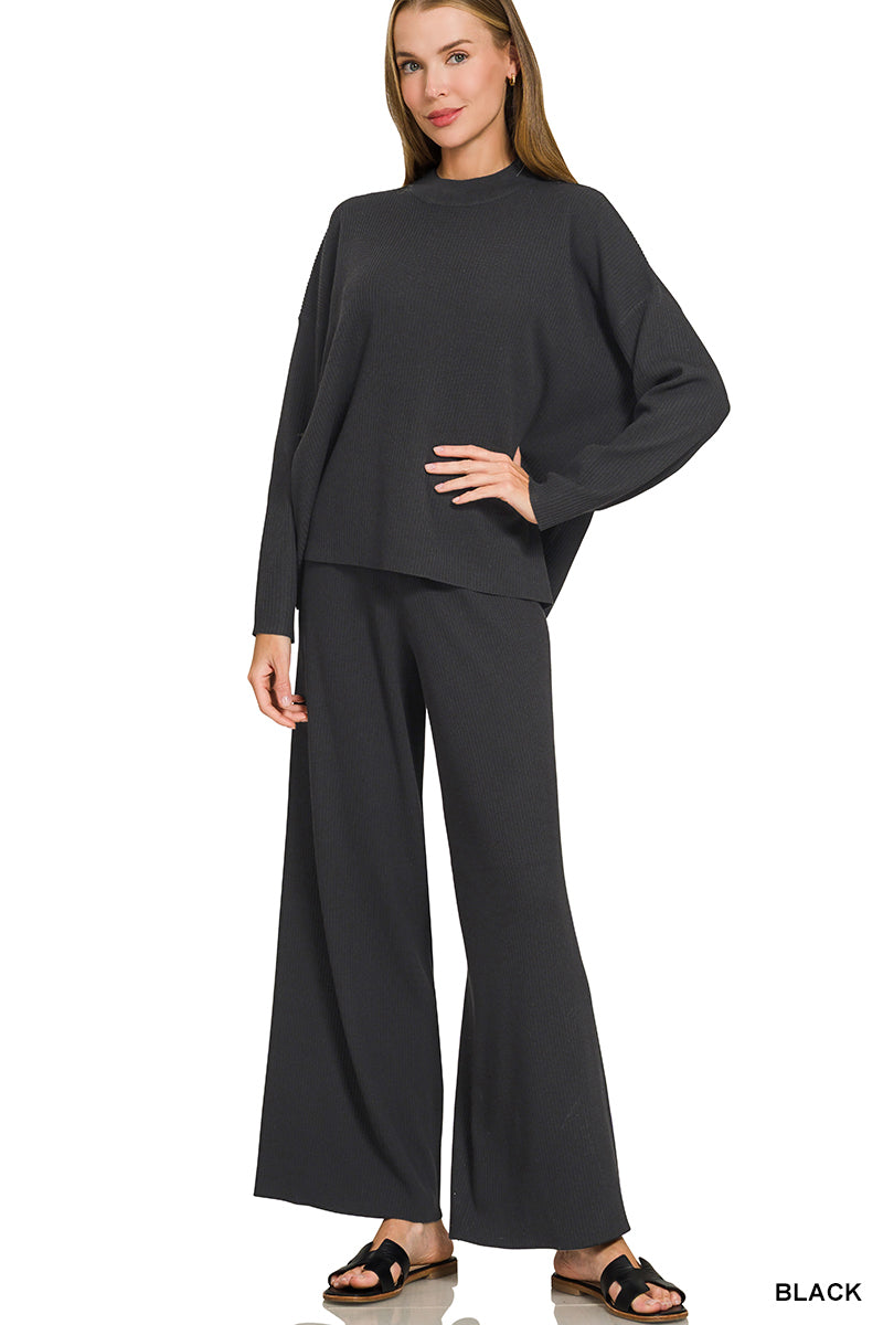 Zenana-VISCOSE SWEATER TOP & PANTS 2PCS SET