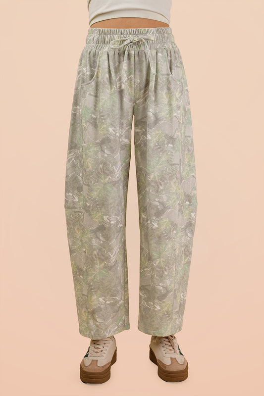 Very J-Camo Print Casual Knit Barrel Pants