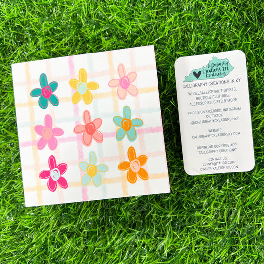 Gingham Flowers Doodles By Rebekah 4x4 Block