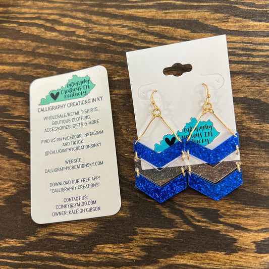 Blue Chevron Earrings