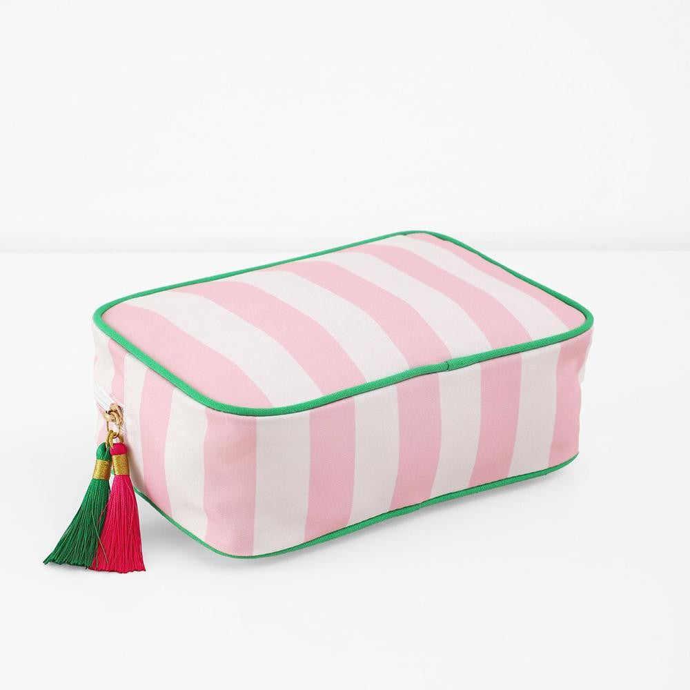 Pink and Green Striped Pouch