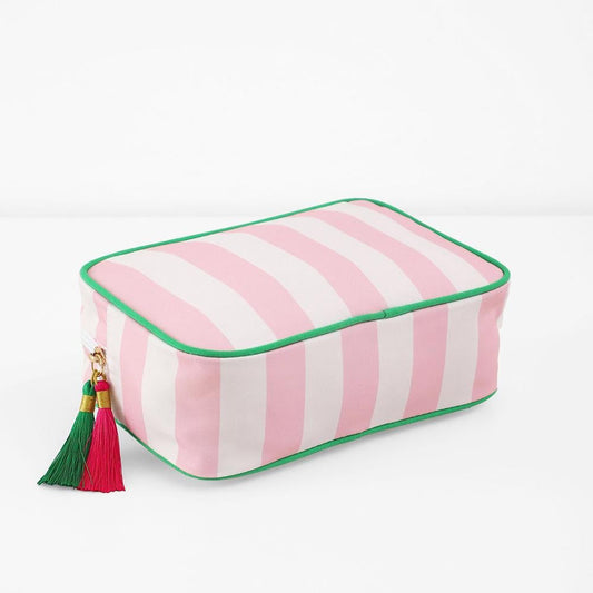 Pink and Green Striped Pouch