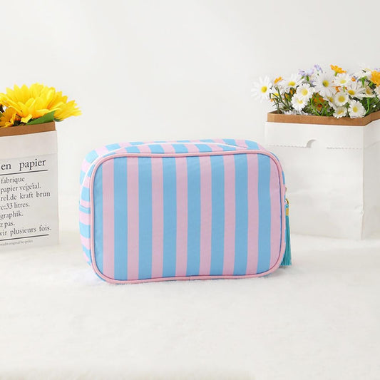 Pink and Blue Striped Pouch
