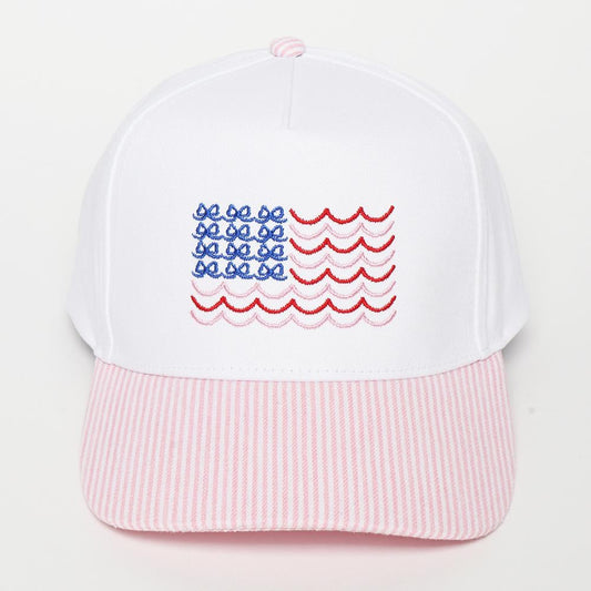 Pink | Embroidered American Flag Hat