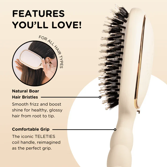 TELETIES Detangler Hair Brush Boar Tan
