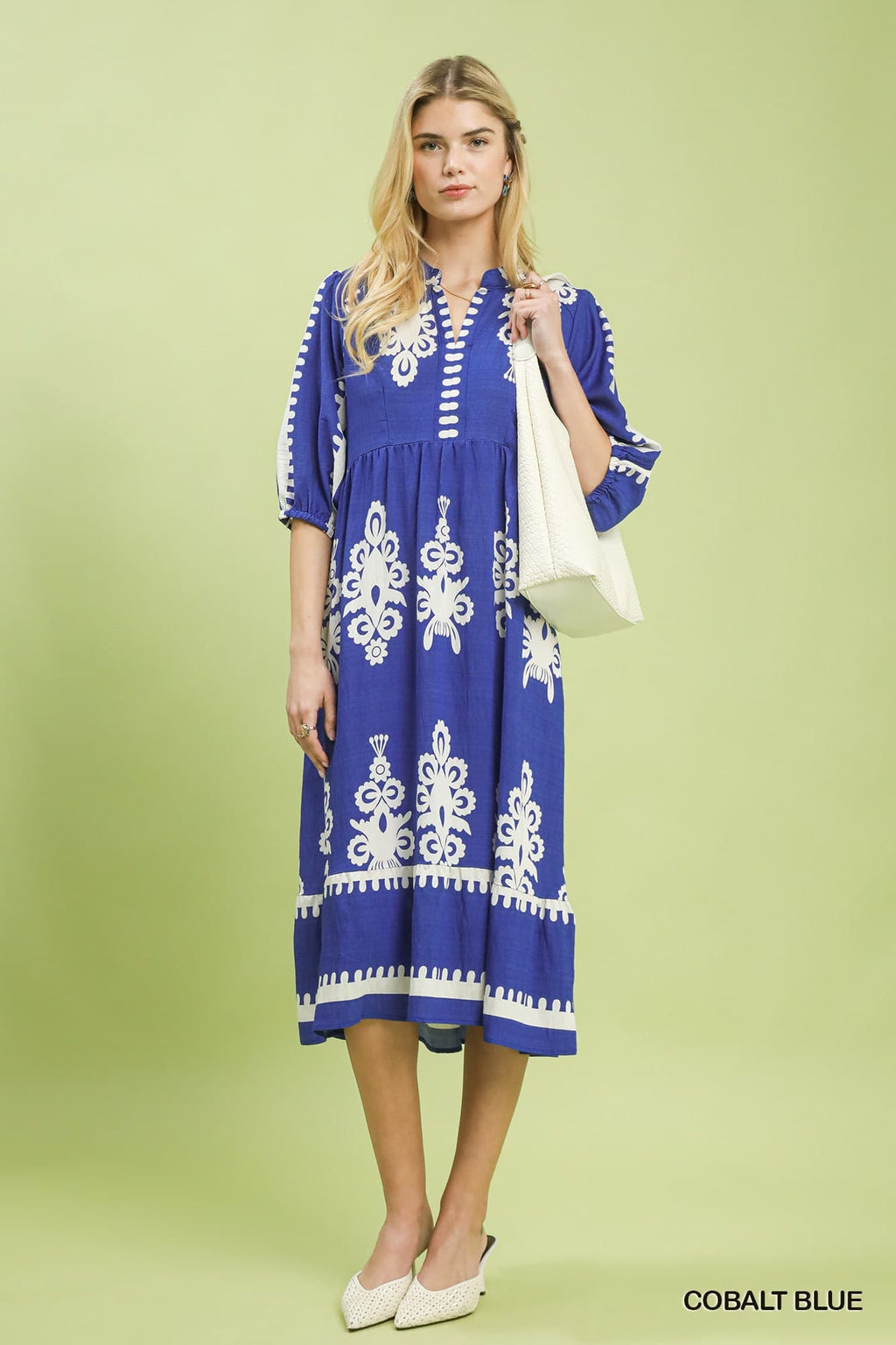Umgee-Abstract Print Midi Dress