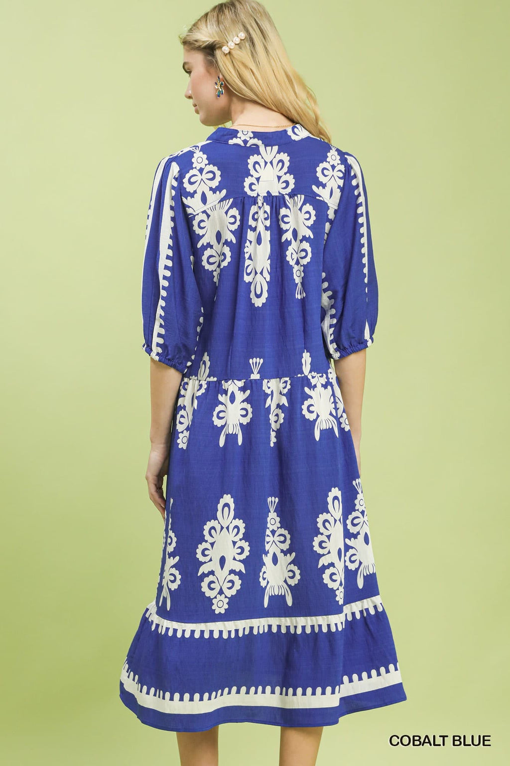 Umgee-Abstract Print Midi Dress