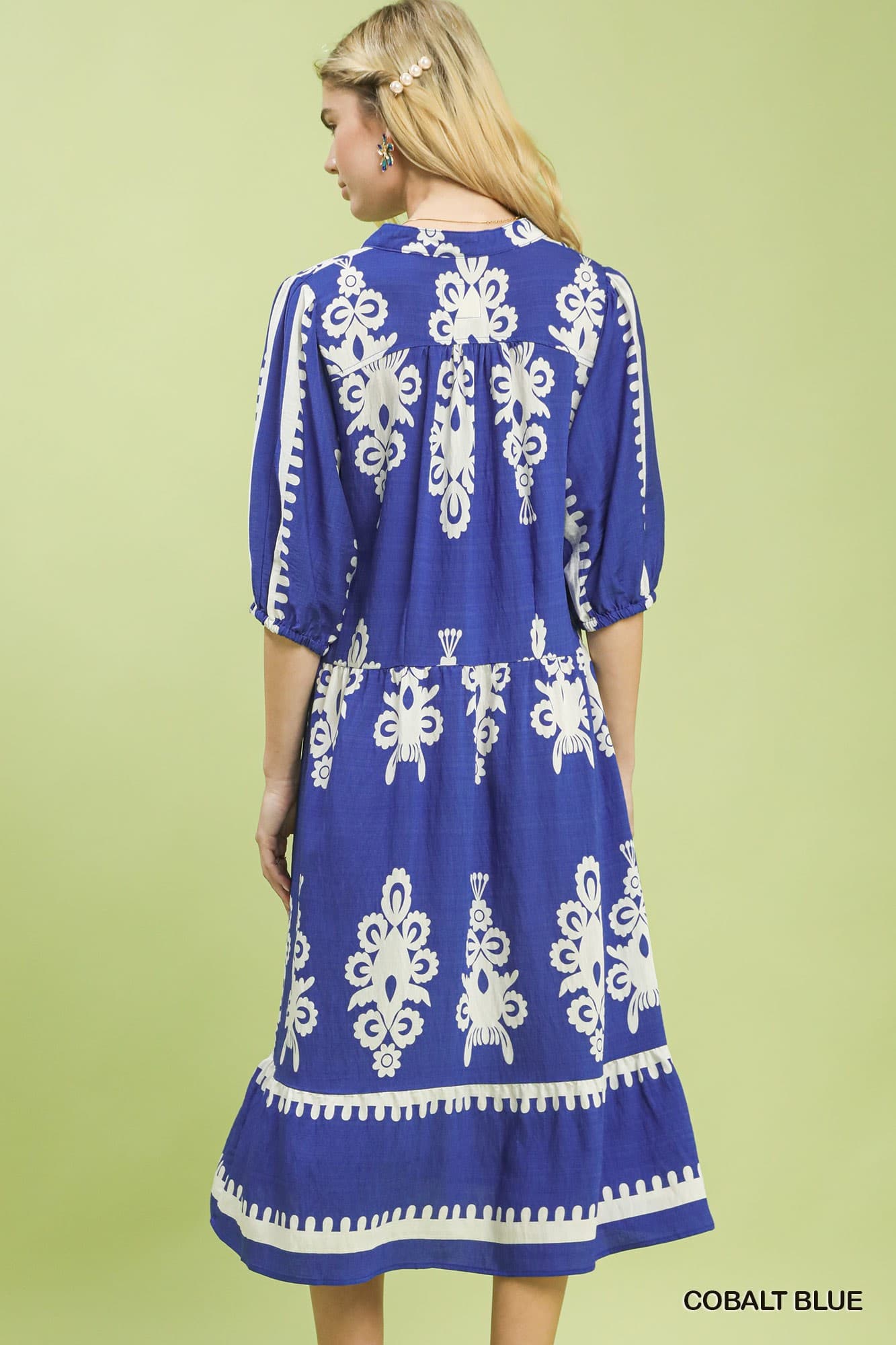 Umgee-Abstract Print Midi Dress