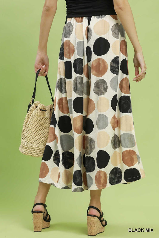 Umgee-Dot Print Wide Leg Pants