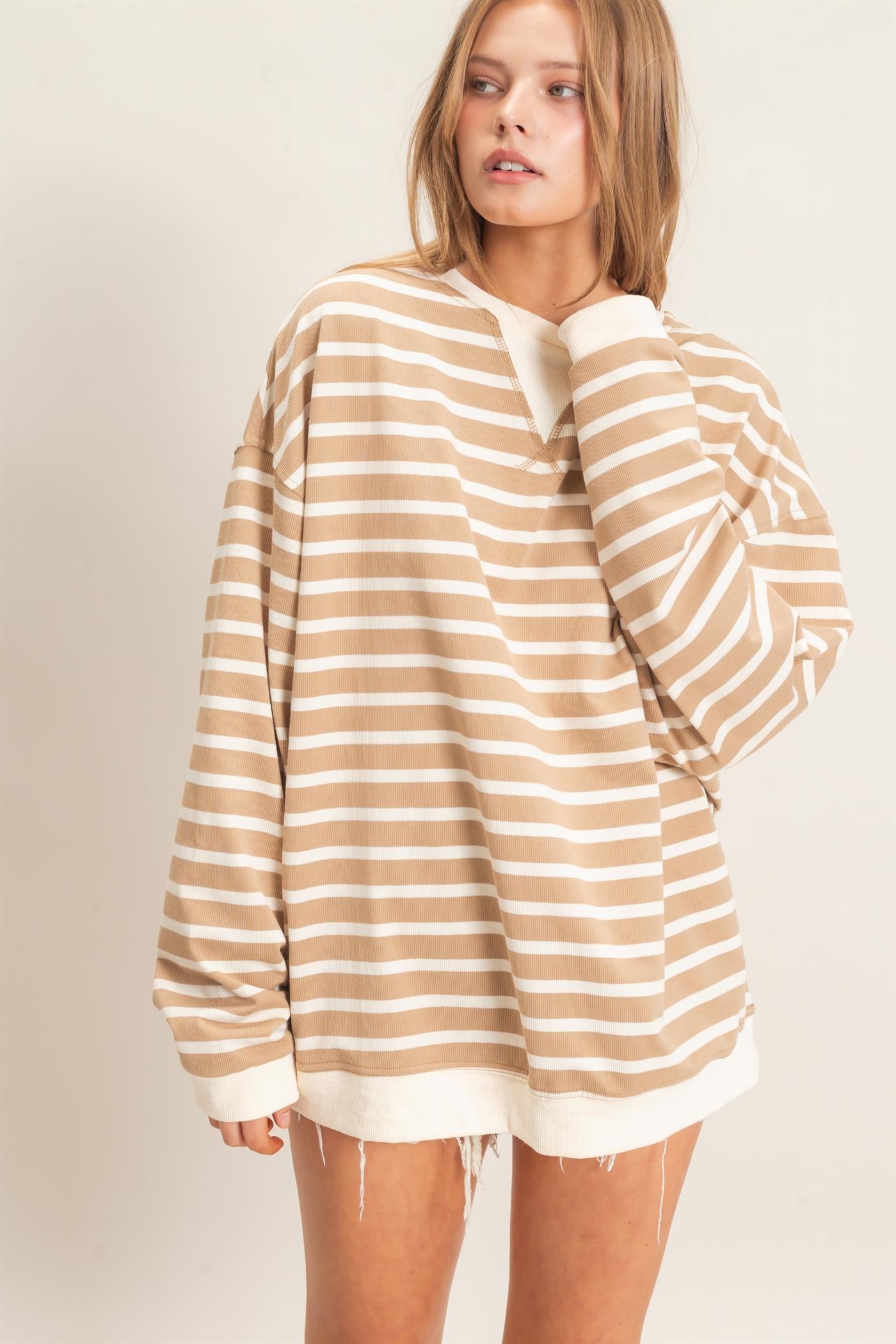 Hyfve-Striped Long Sleeve Pullover
